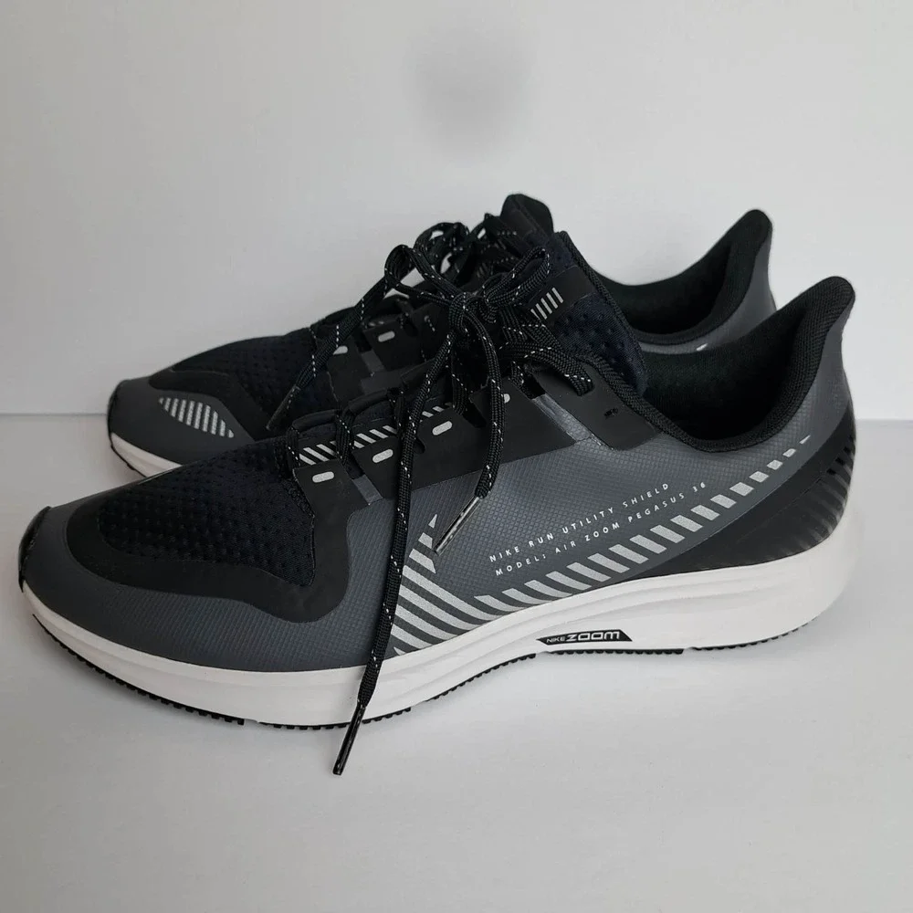 Nike Air Max Pegasus 36 Shield Shoes Womens Size 10 Black Running AQ8006-003